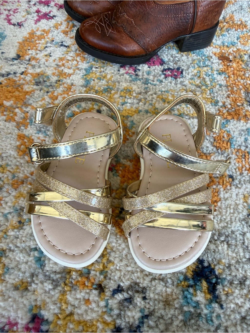 The Children's Place Gold Glitter Strappy Sandals
